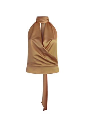 Top halter in raso lucido bronzo THE ANDAMANE | TM190958ATNP229BRONZE